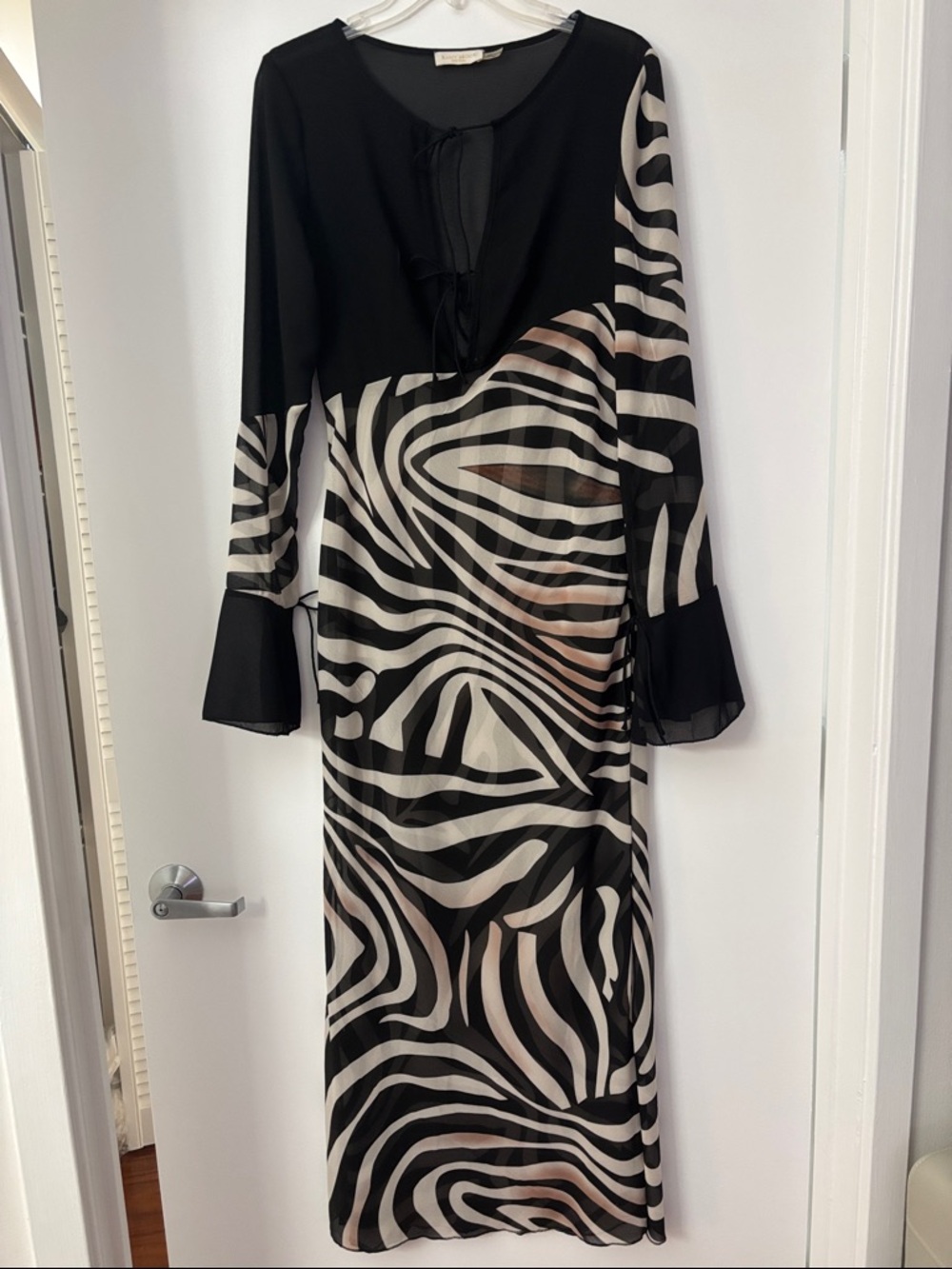 Ramy Brook Size S Black and White Zebra-Print Long Maxi Dress